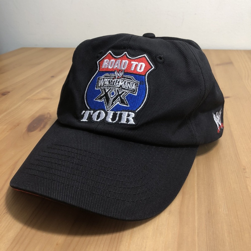 Vintage WWE Road To Wrestle Mania 20 XX Tour Hat 2004 Hat Black Rare Retro